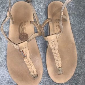 Rainbow Womens Size small  T-Street Braided T-Strap Sandals